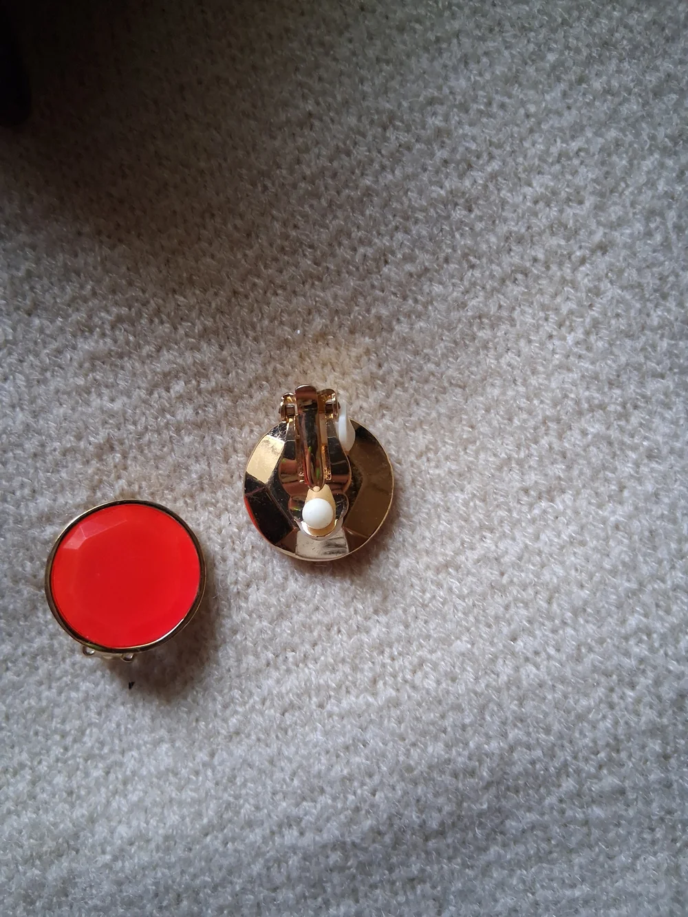 Kate Spade Gold-Tone Neon Orange Round Clip-On Earrings - Women Jewelry